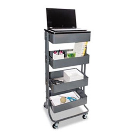 MADE4MATTRESS 17 x 14.37 x 18.5 in. Multi Use Storage Cart & Stand Up Workstation; Gray MA529098